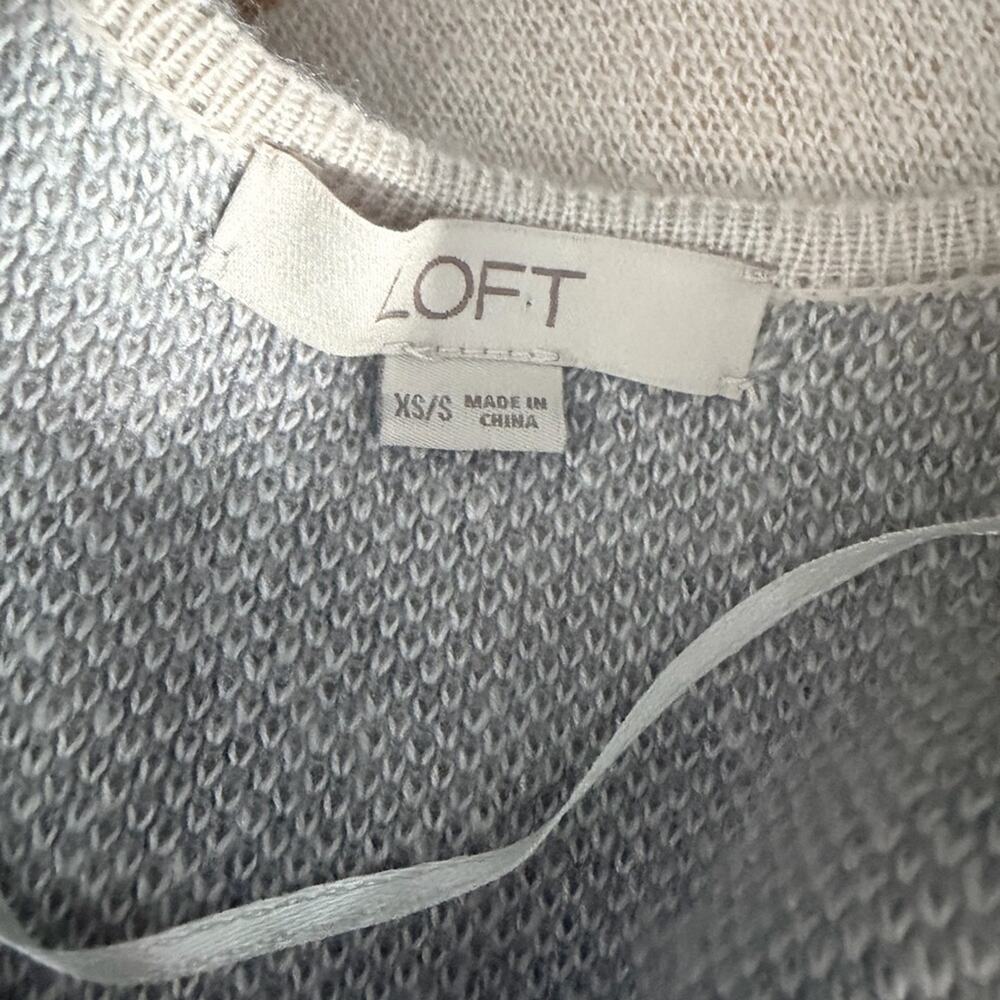 LOFT Women's Striped Poncho in Cream, Gray, and Gold Size Small / Xsmall - Picture 4 of 4